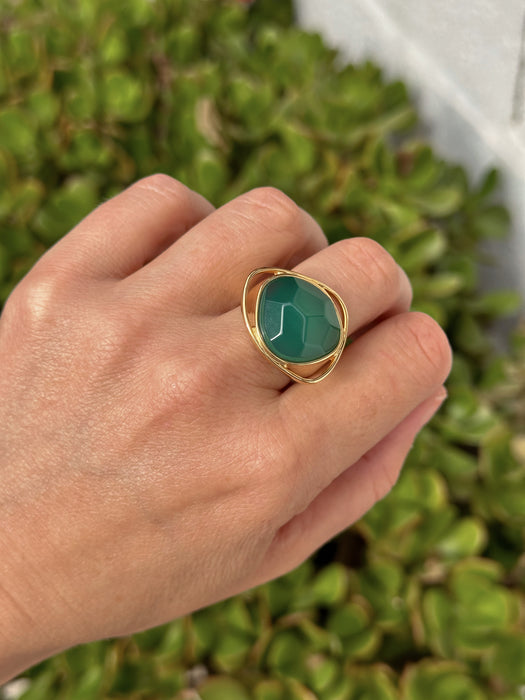 Green Agate Statement Ring