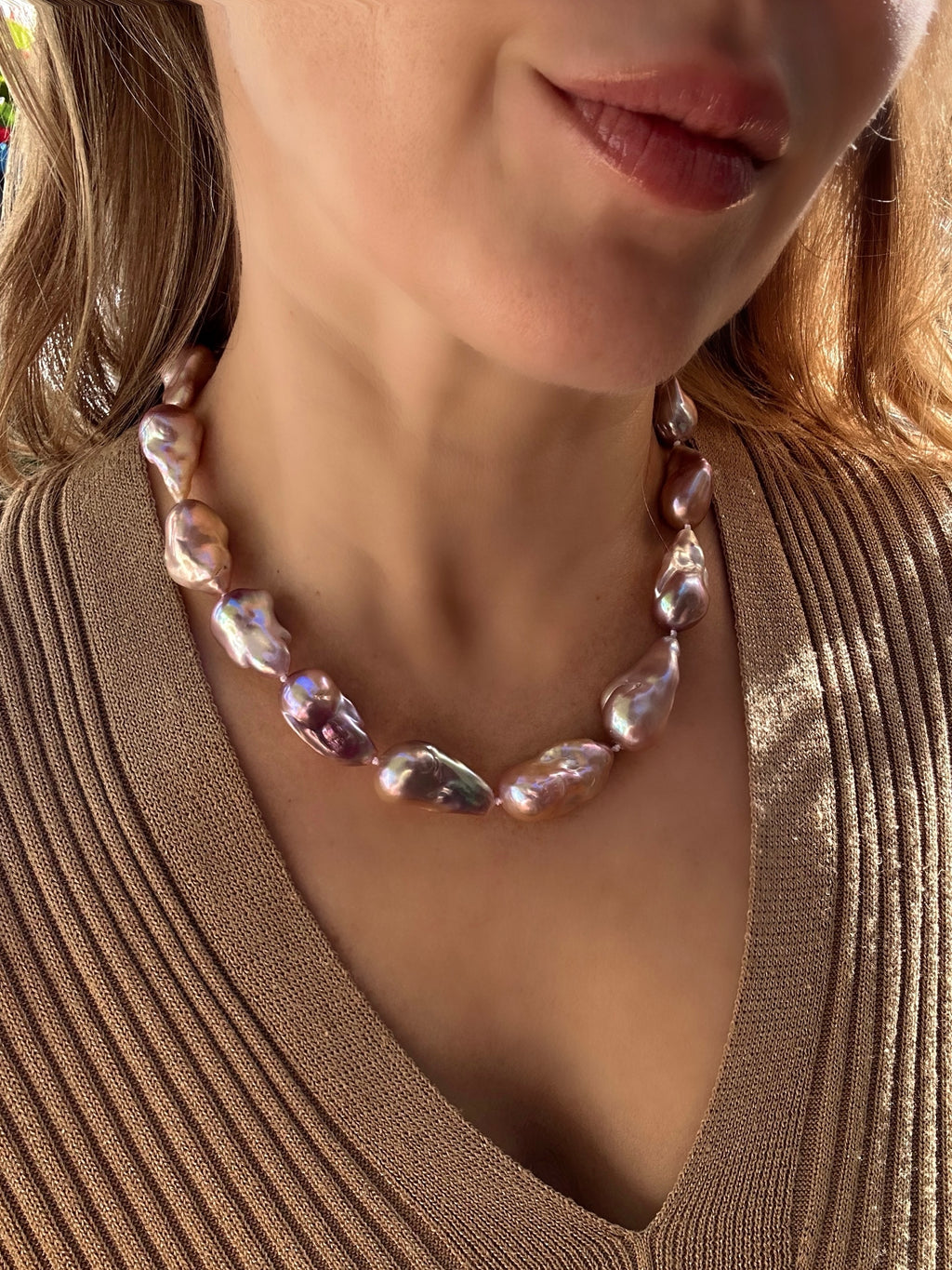 Purple Baroque Pearl Necklace