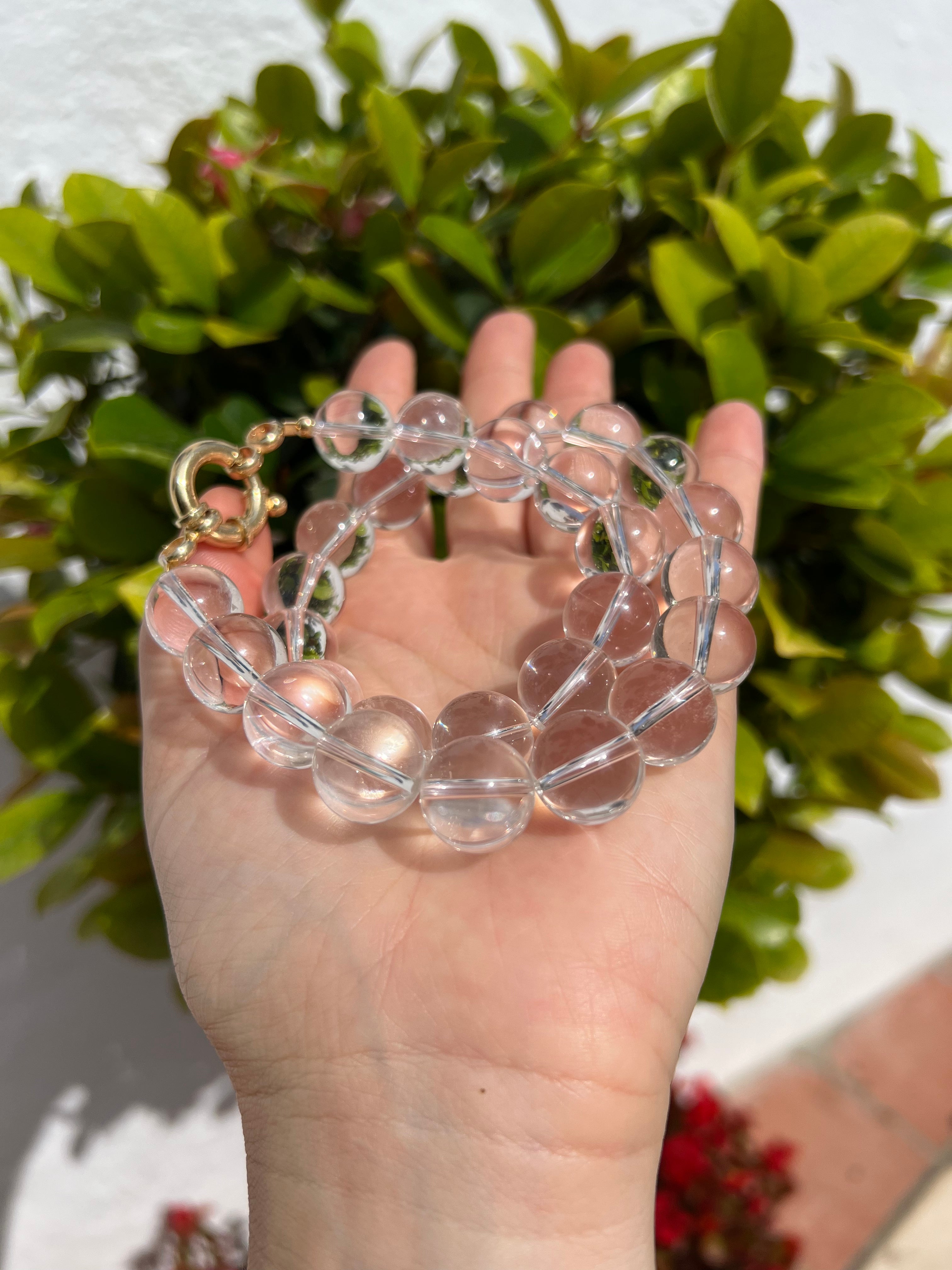Chunky Rock Crystal Gumball Necklace