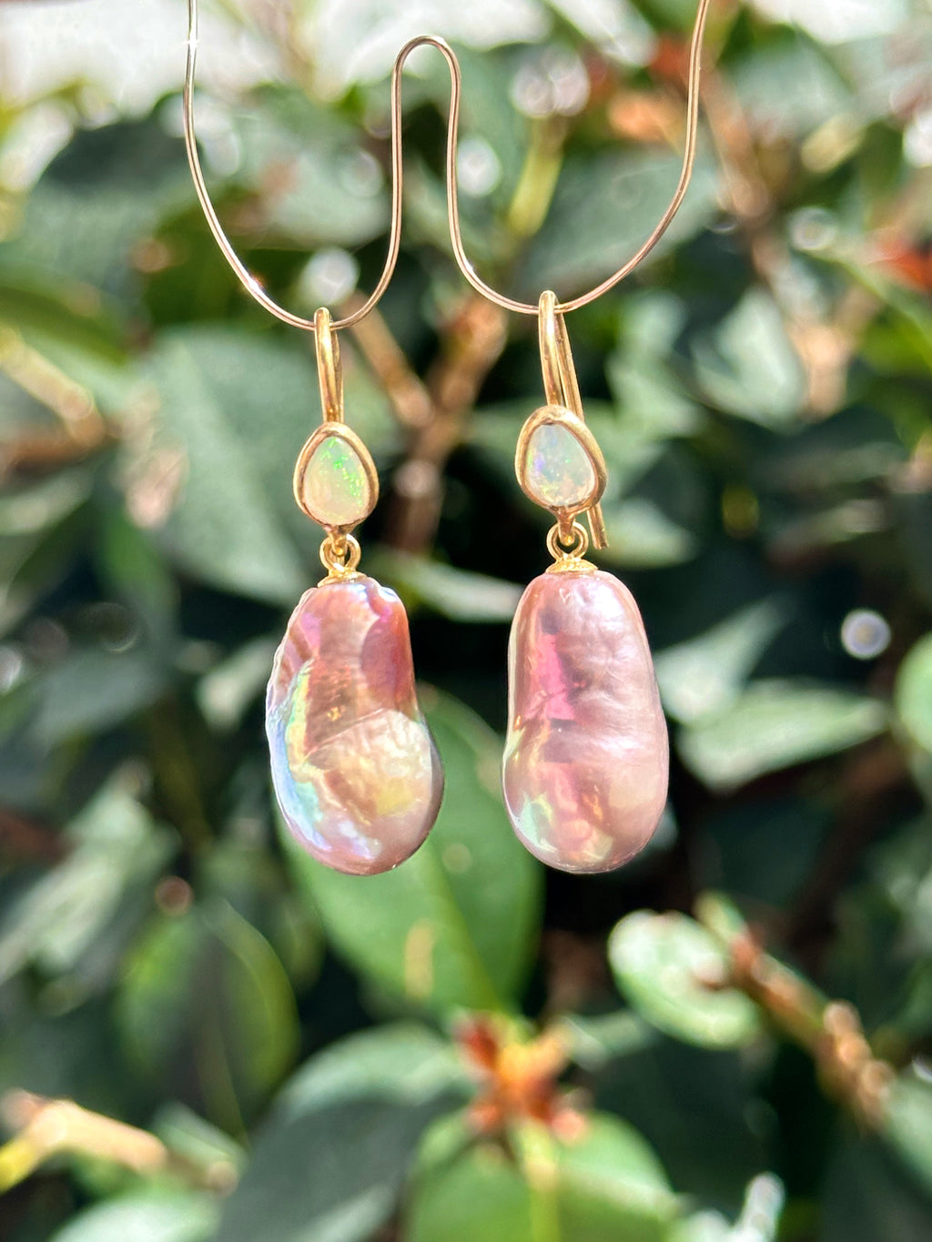 Ethiopian Opal And Earthy Edison Pearl Earrings
