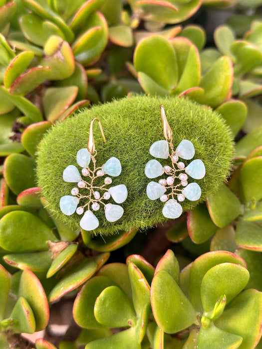 Amazonite And Pearl Branch Earrings