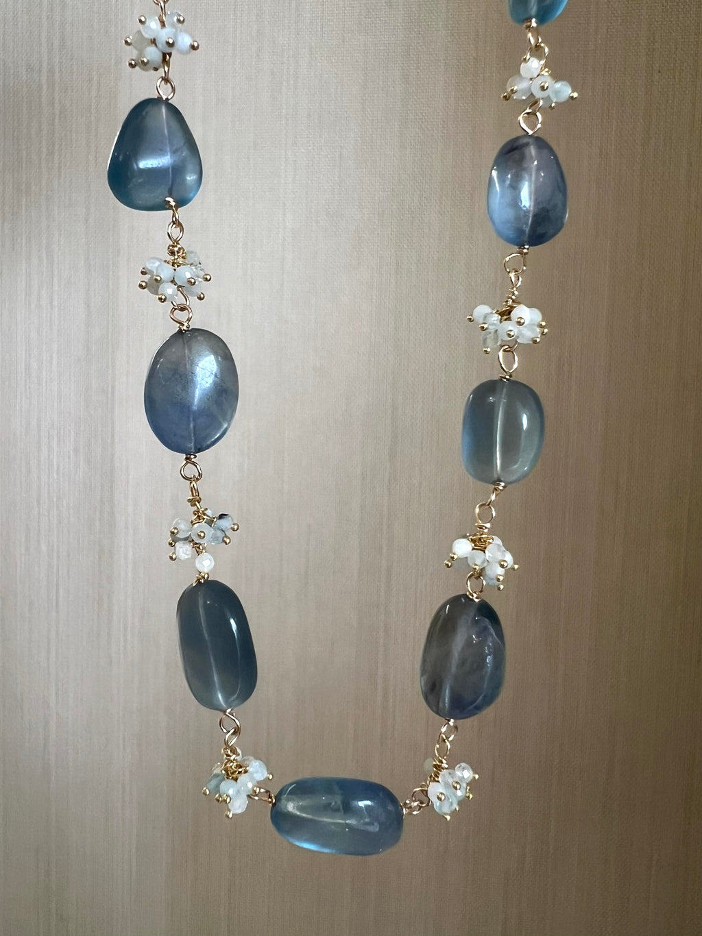 Necklace “Espuma Marina” in Fluorite And Aquamarine