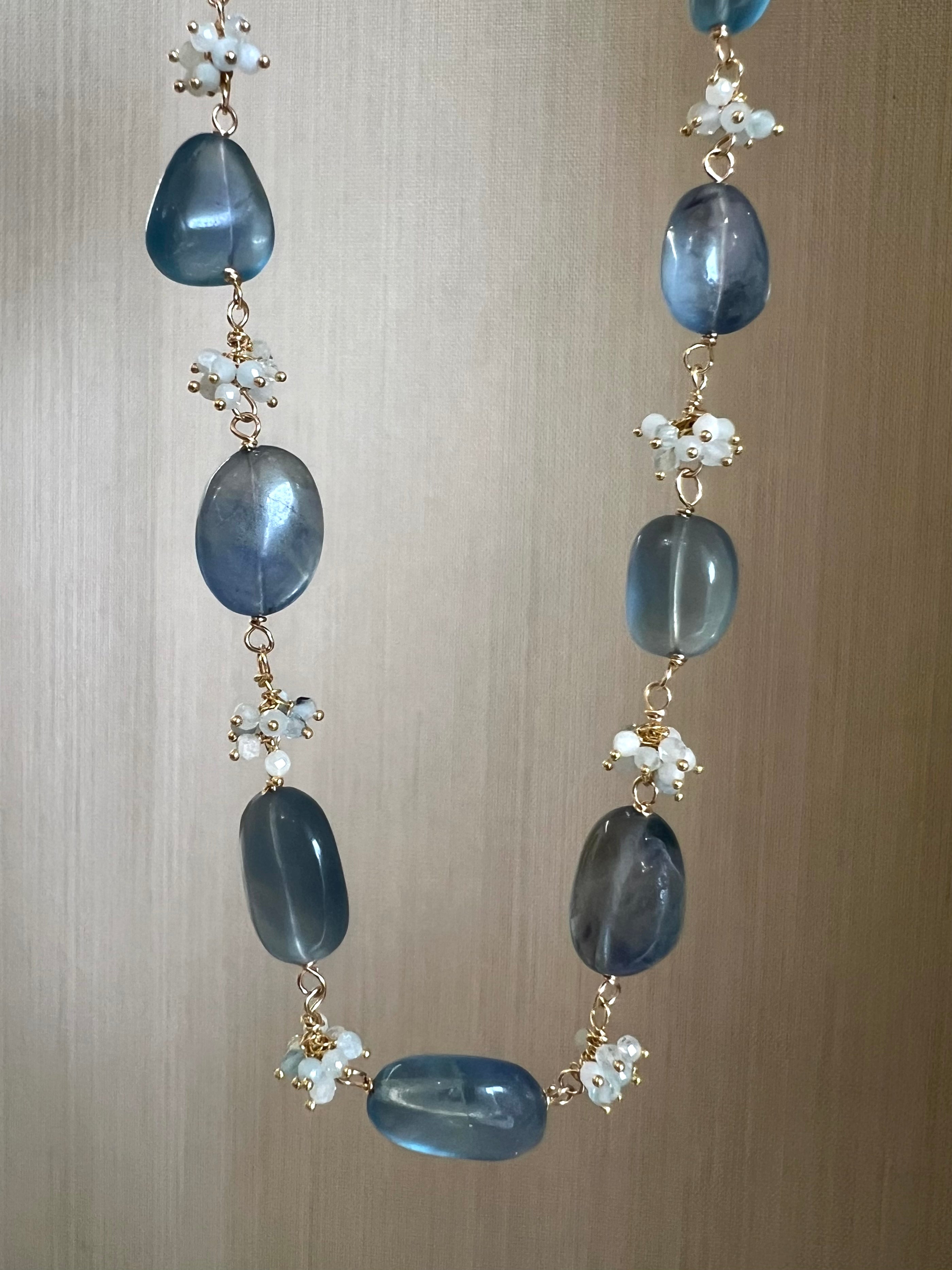 Necklace “Espuma Marina” in Fluorite And Aquamarine