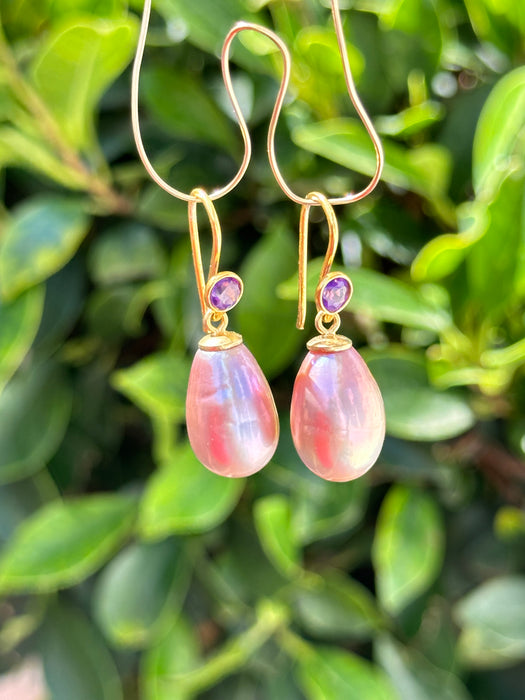 Amethyst And Purple Edison Pearl Earrings