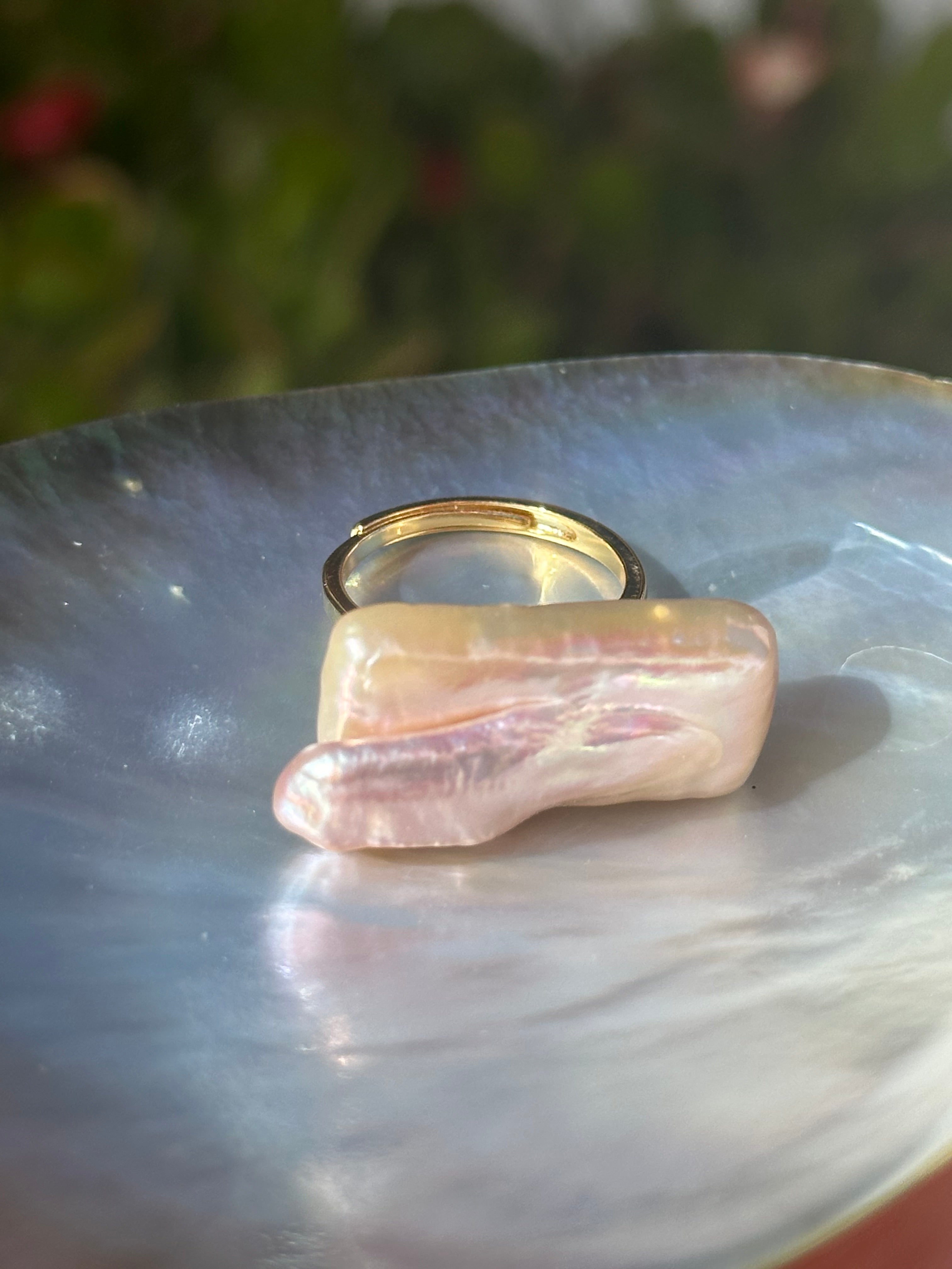 Square Baroque Pearl Cocktail Ring