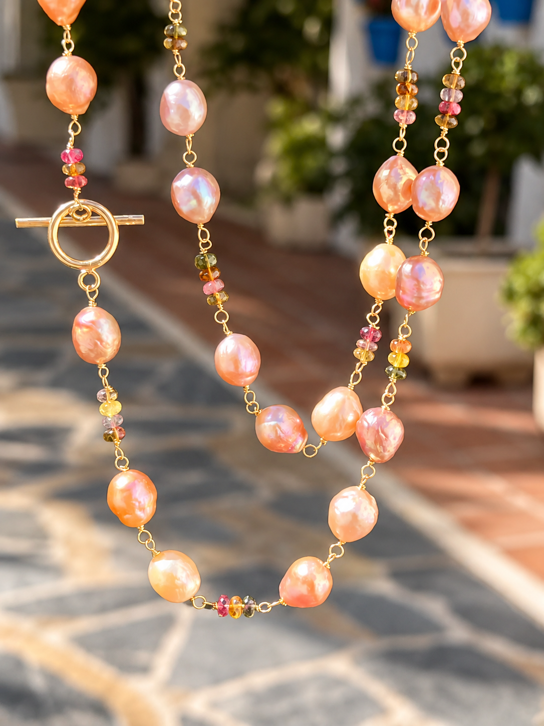 Tourmaline And Pearl Necklace “Palermo”