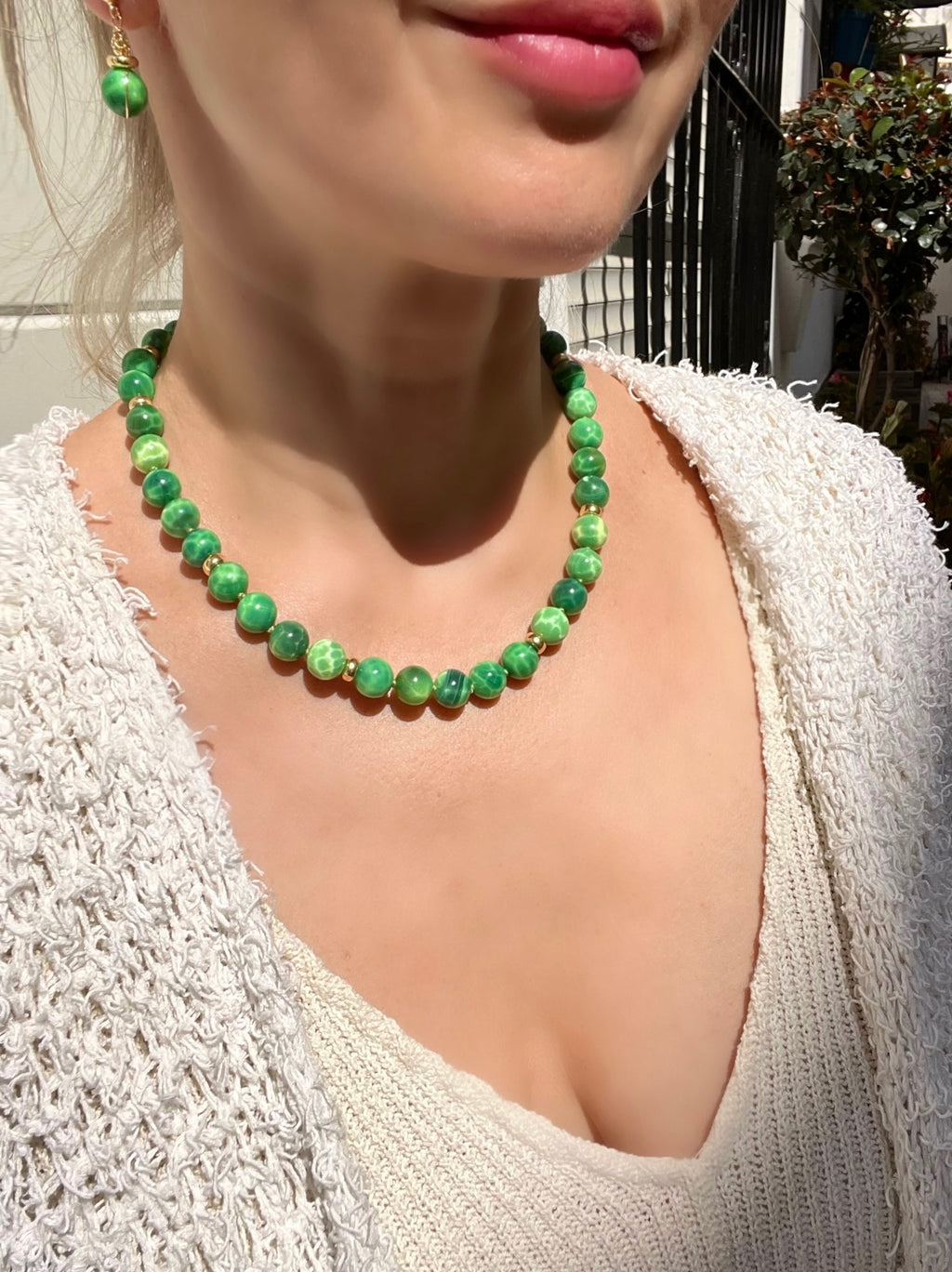 Peacock Agate Beaded Necklace