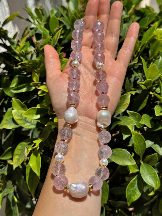 Chunky Amethyst And Pearl Necklace