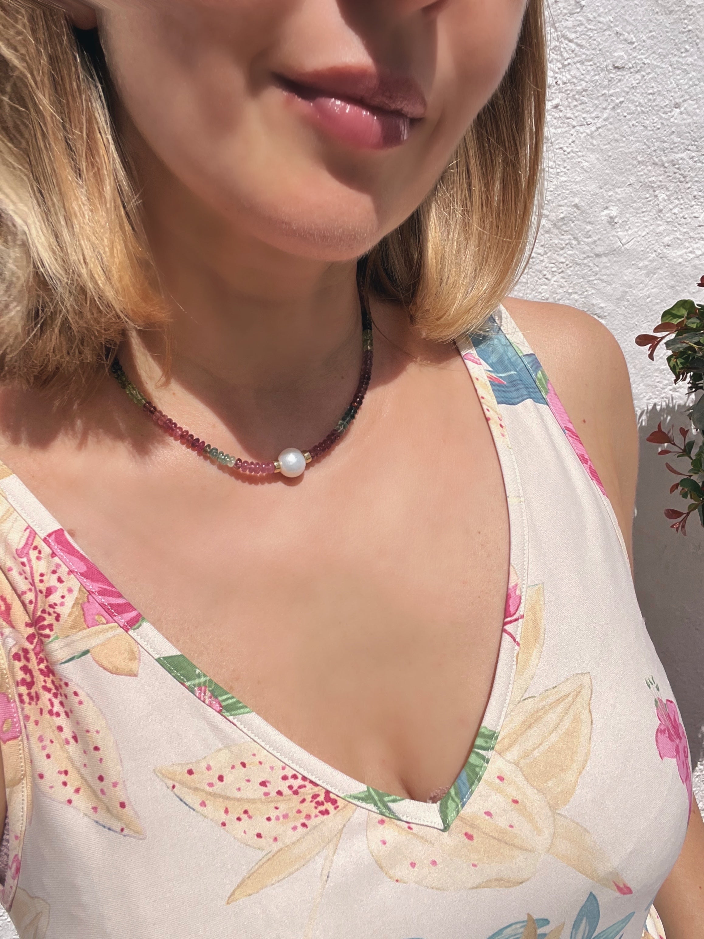 Tourmaline And Pearl Choker