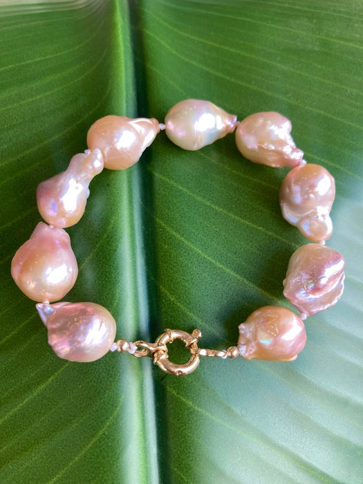 Pink Baroque Pearl Bracelet