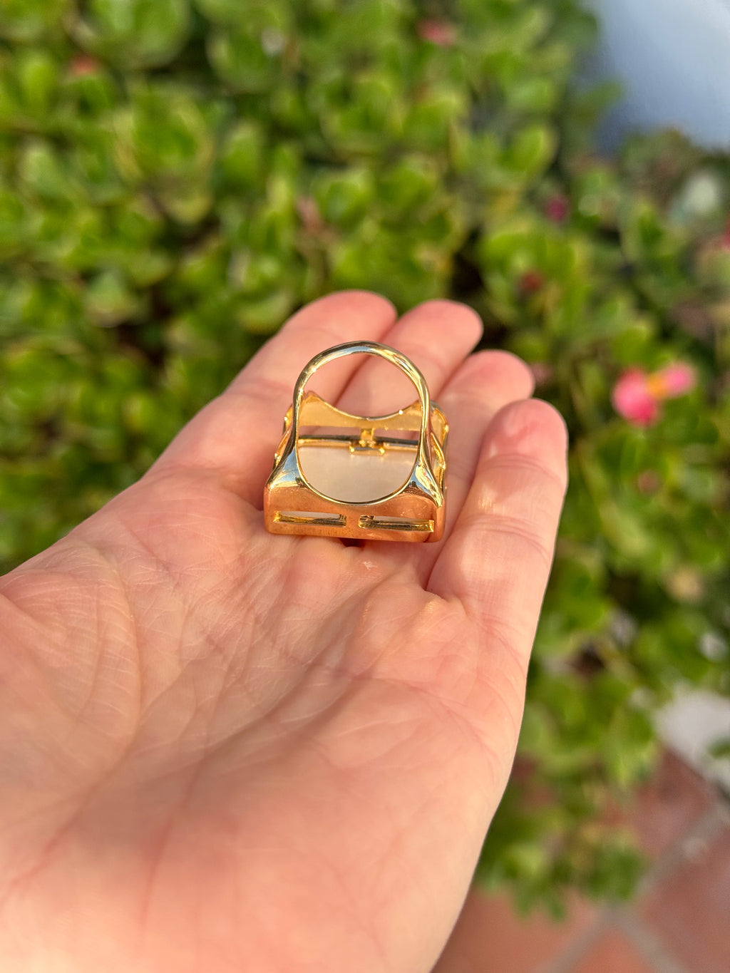 Square Mother of Pearl Statement Ring