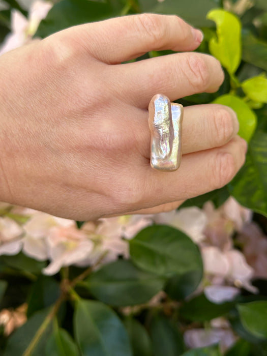 Square Baroque Pearl Cocktail Ring