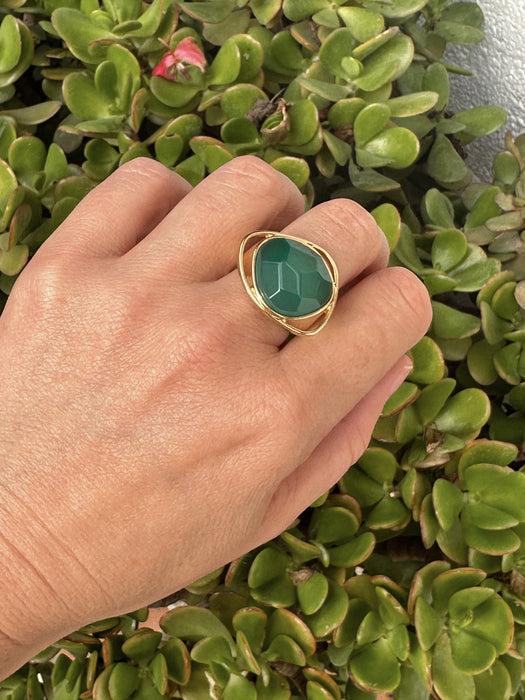 Green Agate Statement Ring