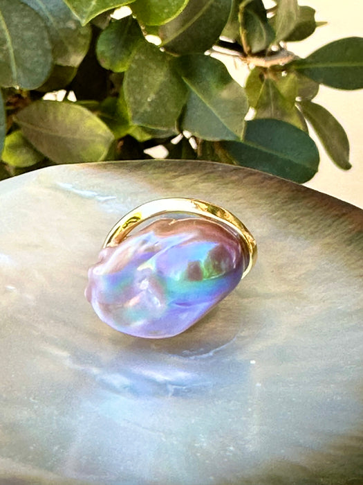 Purple Baroque Pearl Ring