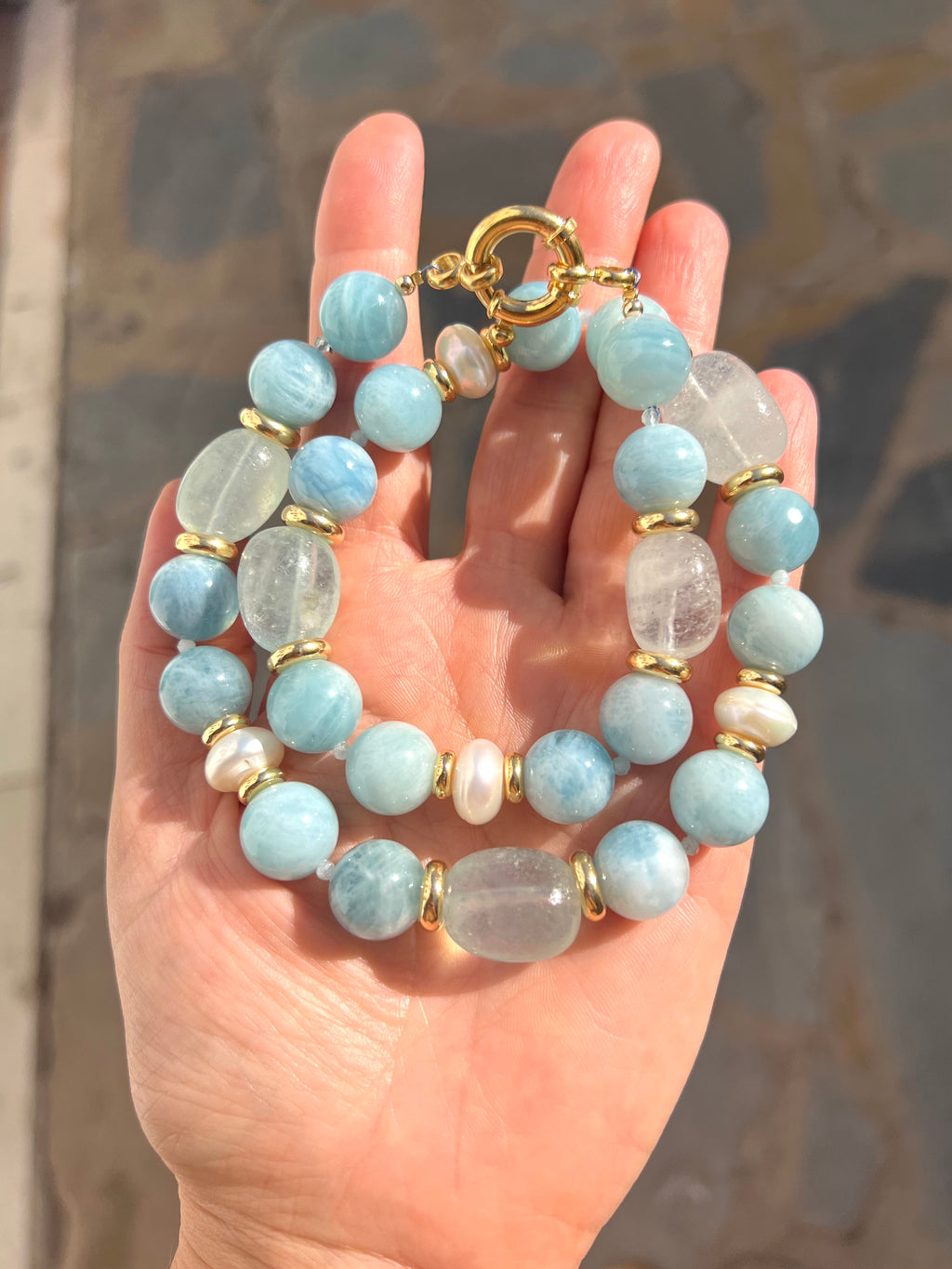 Chunky Aquamarine Necklace Cielo