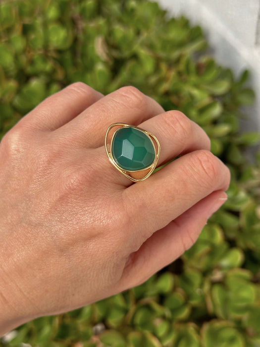 Green Agate Statement Ring