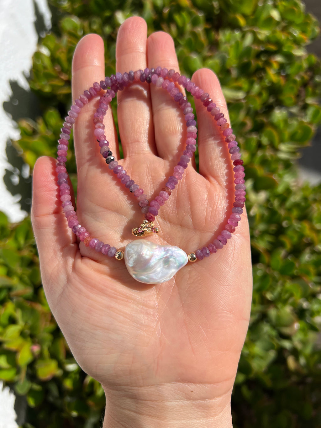 Ruby And Baroque Pearl Necklace