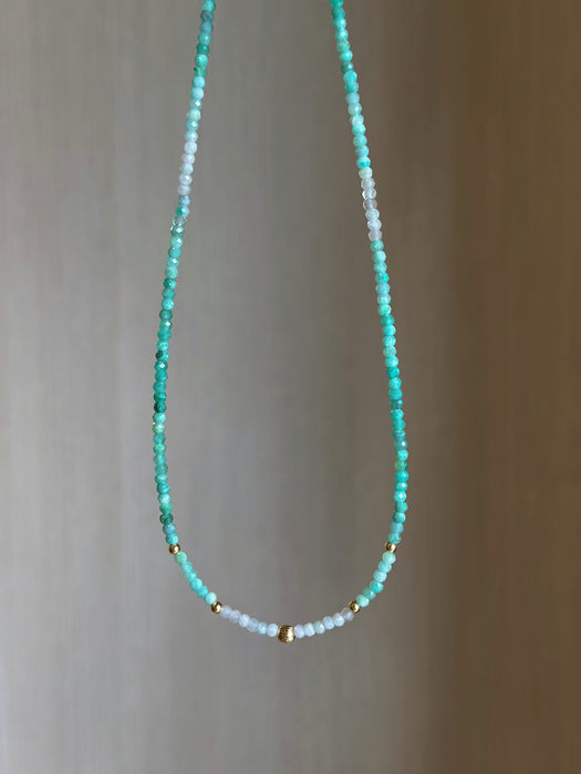 Dainty Shaded Emerald And Solid Gold Necklace