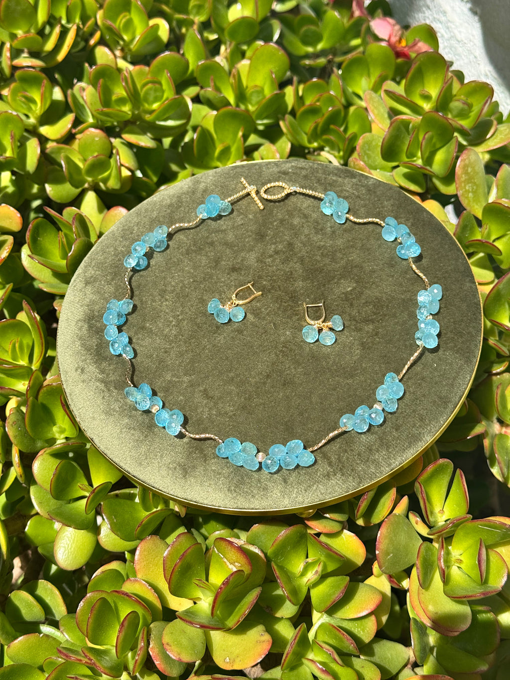 Blue Topaz Necklace & Earrings Set — 14k Gold-Filled & Vermeil