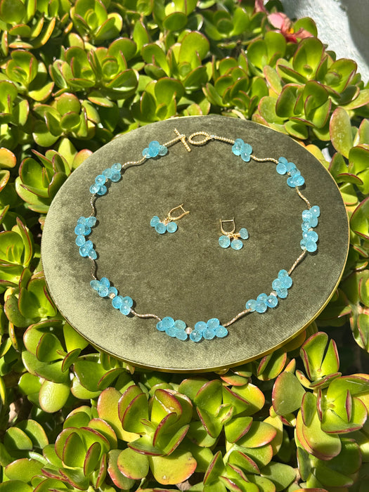 Blue topaz necklace and earrings set