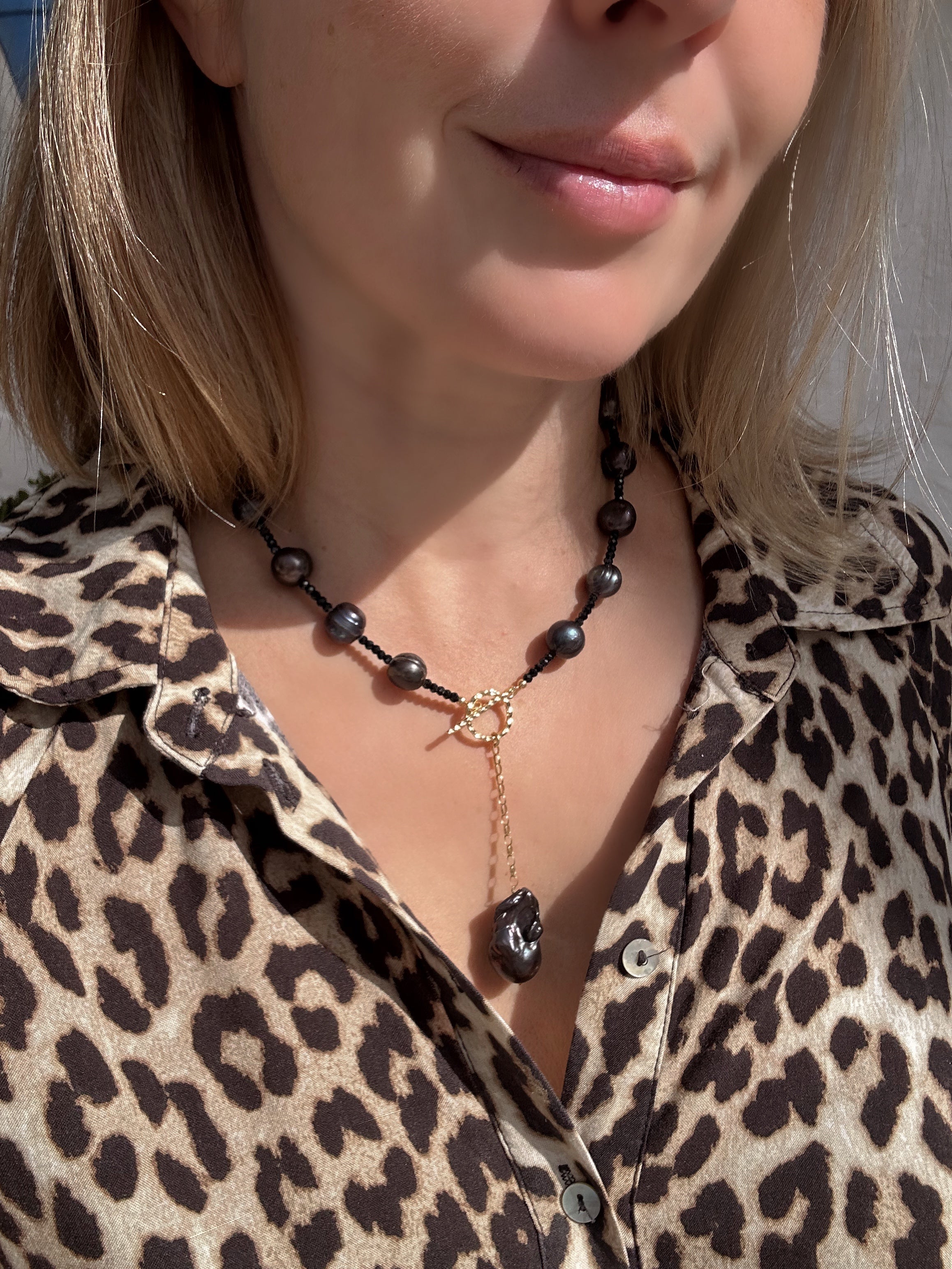 Black Spinel And Pearl Necklace