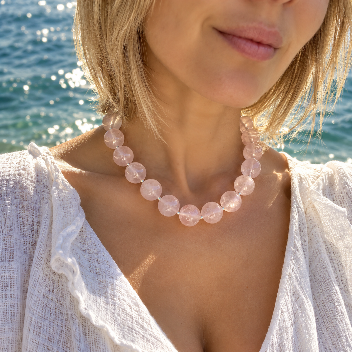 Necklace “Quarzo Rosa”