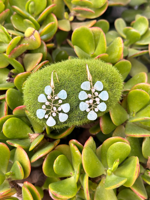 Amazonite And Pearl Branch Earrings