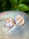 Pink Keshi Pearl Stud Earrings “Peoni”