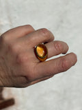 Citrine Cabochon Ring — Gold-Plated Sterling Silver