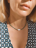 Malachite And Keshi Pearl Minimalist Necklace