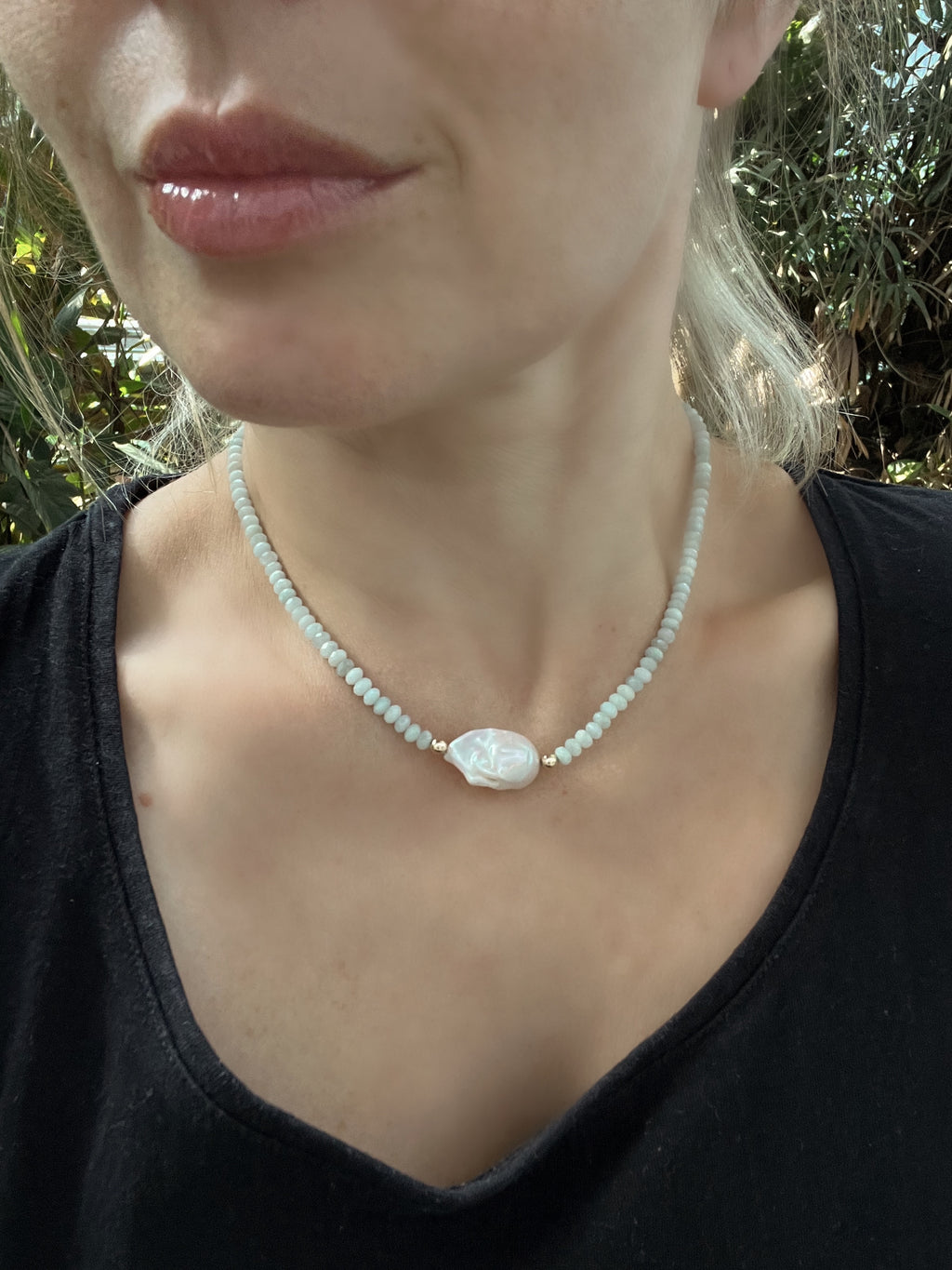 Jade and Baroque Pearl Necklace