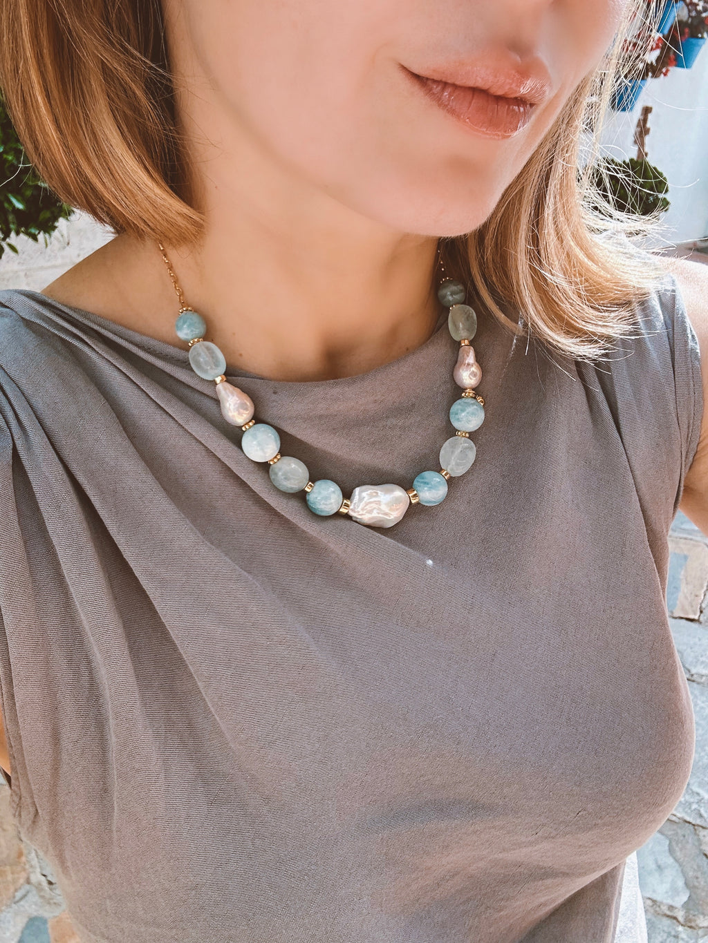 Aquamarine statement necklace Mirabel