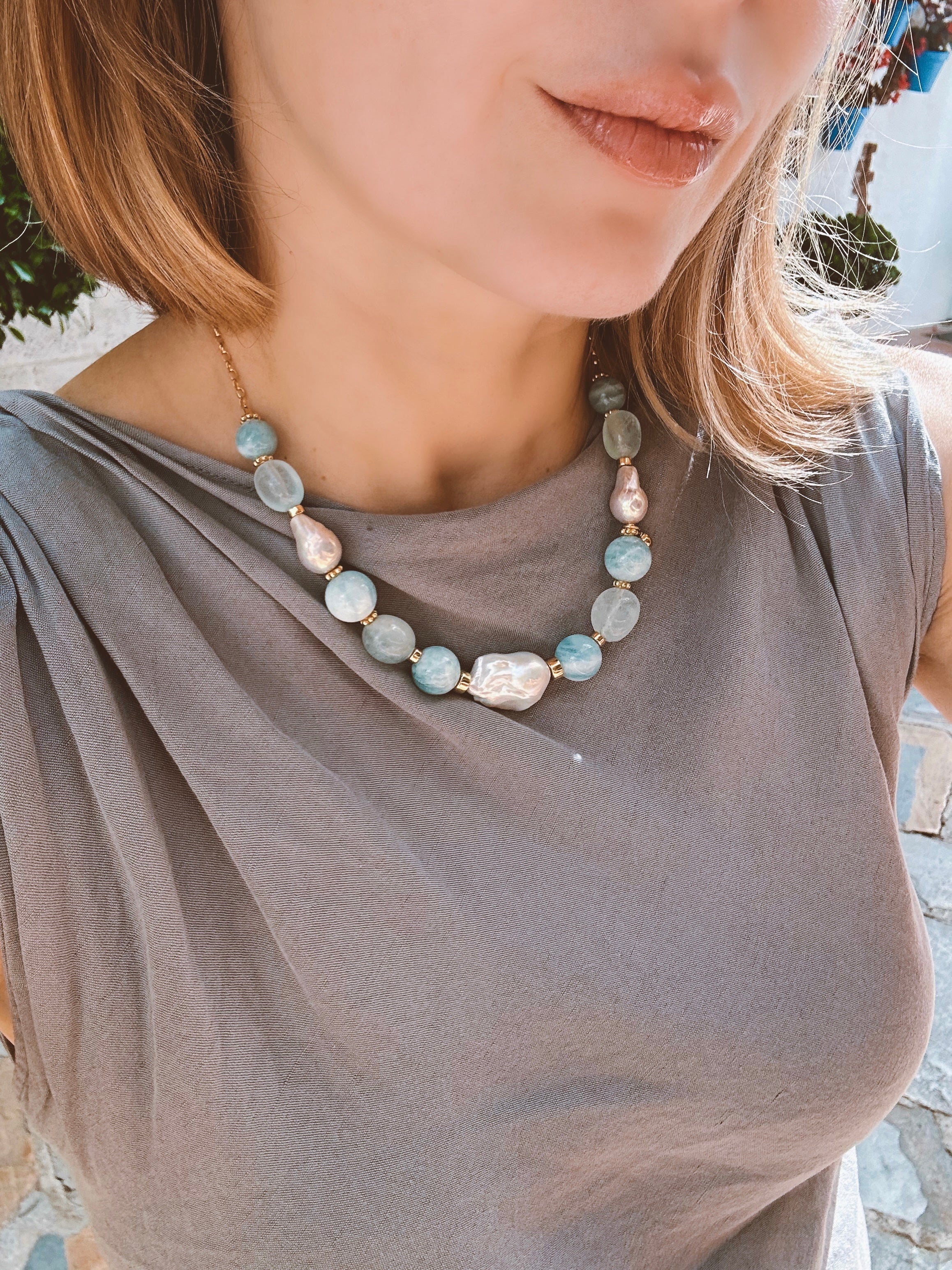 Aquamarine statement necklace Mirabel