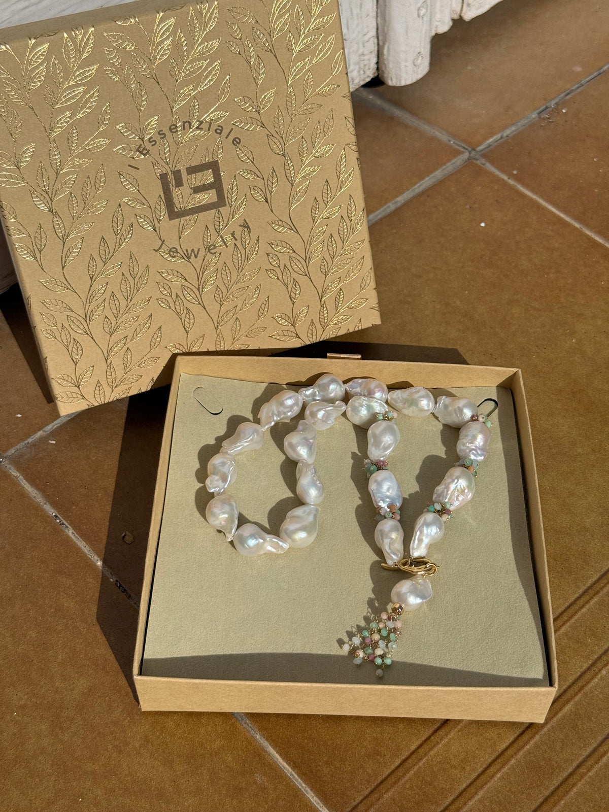 Pearl And Gemstone Necklace “Fiora”