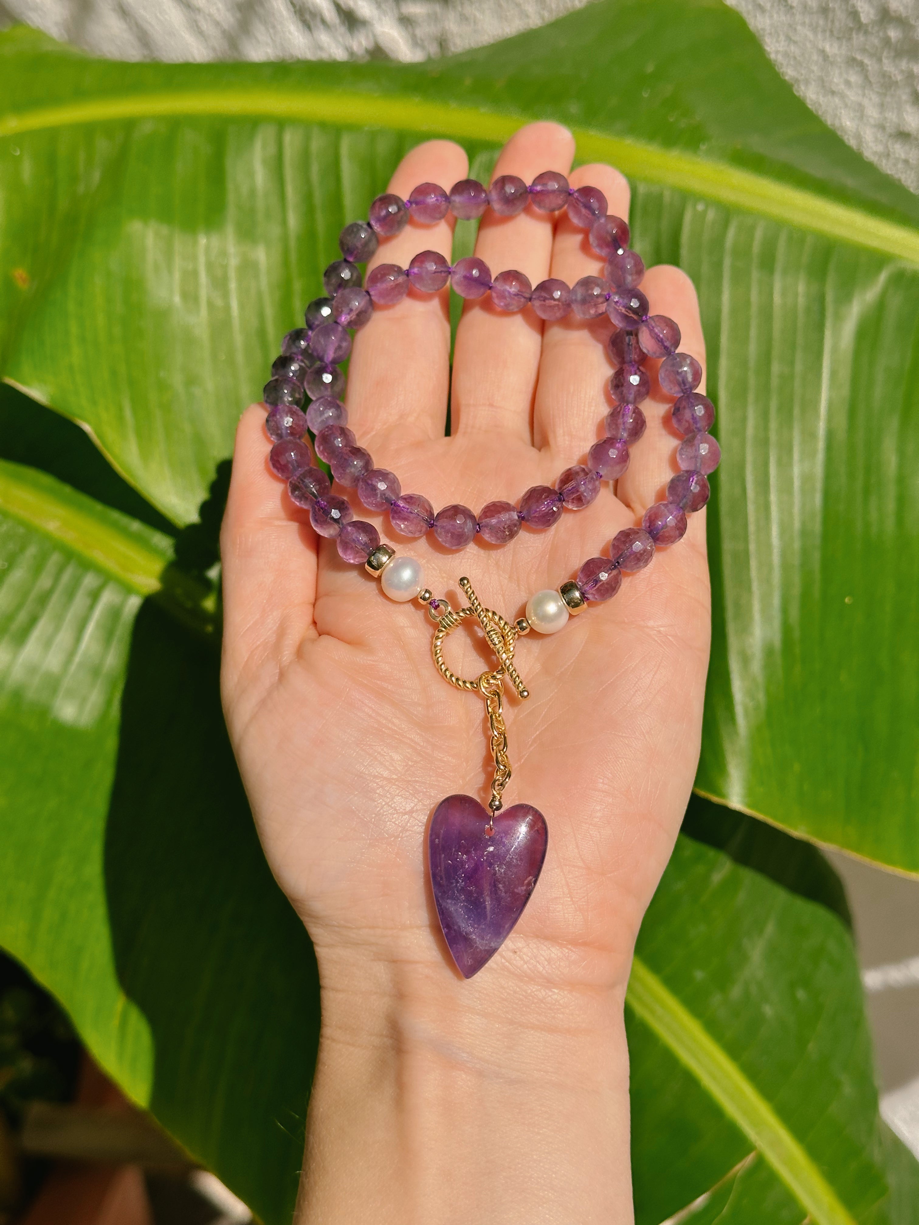Amethyst Necklace with Heart Pendant
