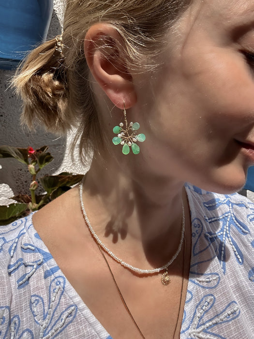 Chrysoprase and Pearl Branch Earrings