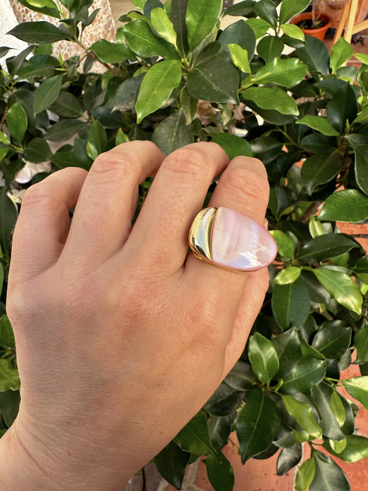 Pink Mother of Pearl Oval Ring