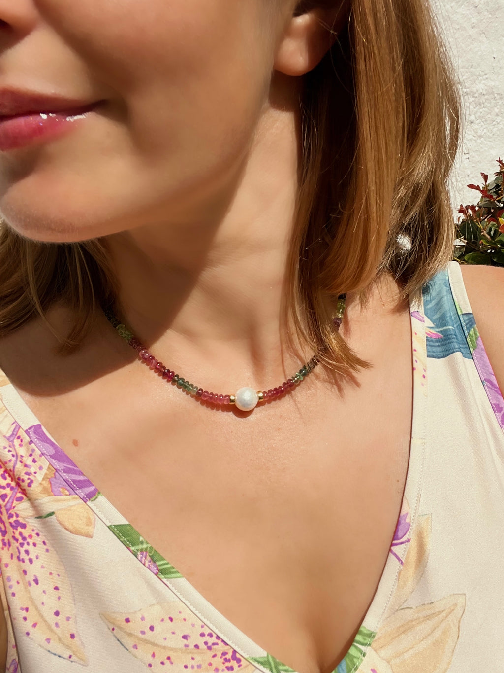 Tourmaline And Pearl Choker