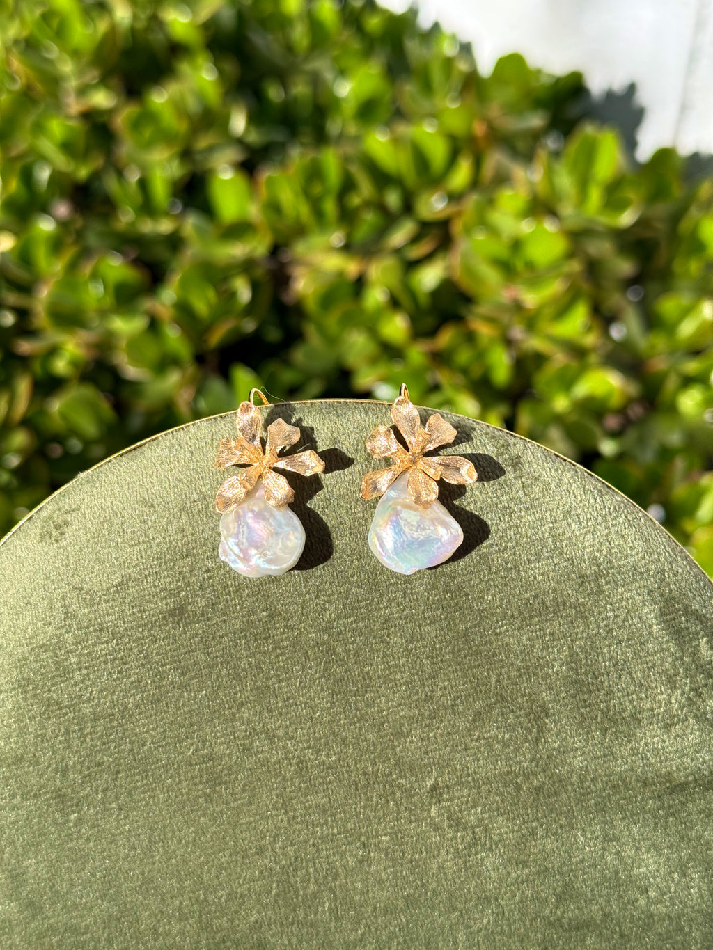Floral Keshi Pearl Earrings “Solara”