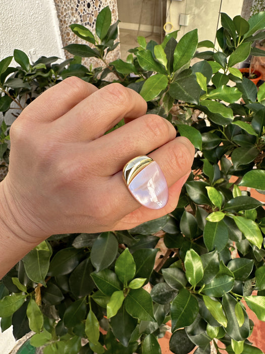 Pink Mother of Pearl Oval Ring