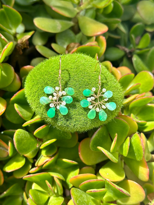 Chrysoprase and Pearl Branch Earrings