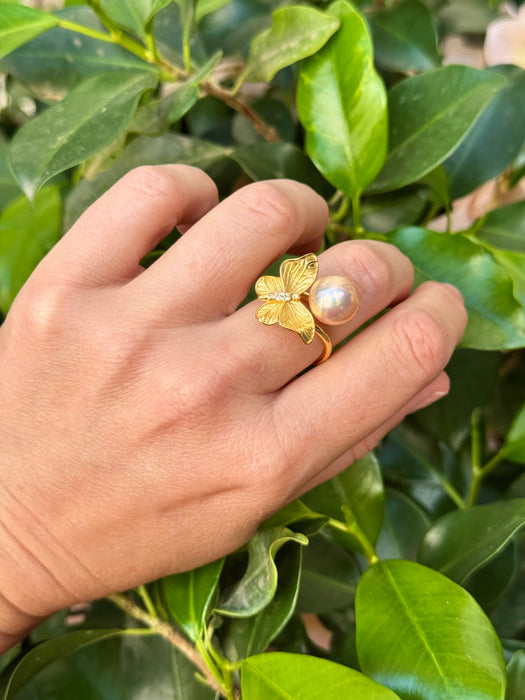 Pearl And Butterfly Ring