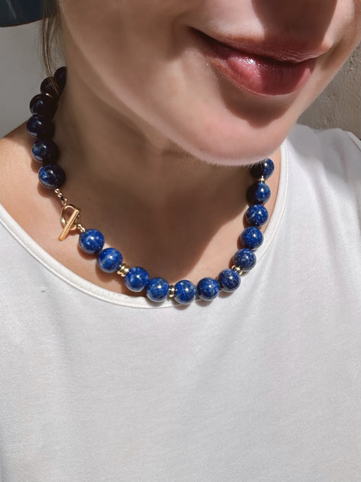 Chunky Gumball Lapis Lazuli Necklace