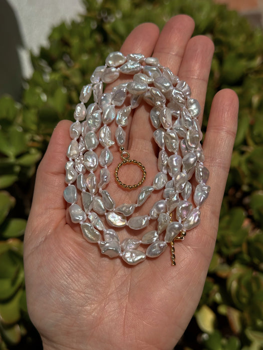 Long White Keshi Pearl Necklace