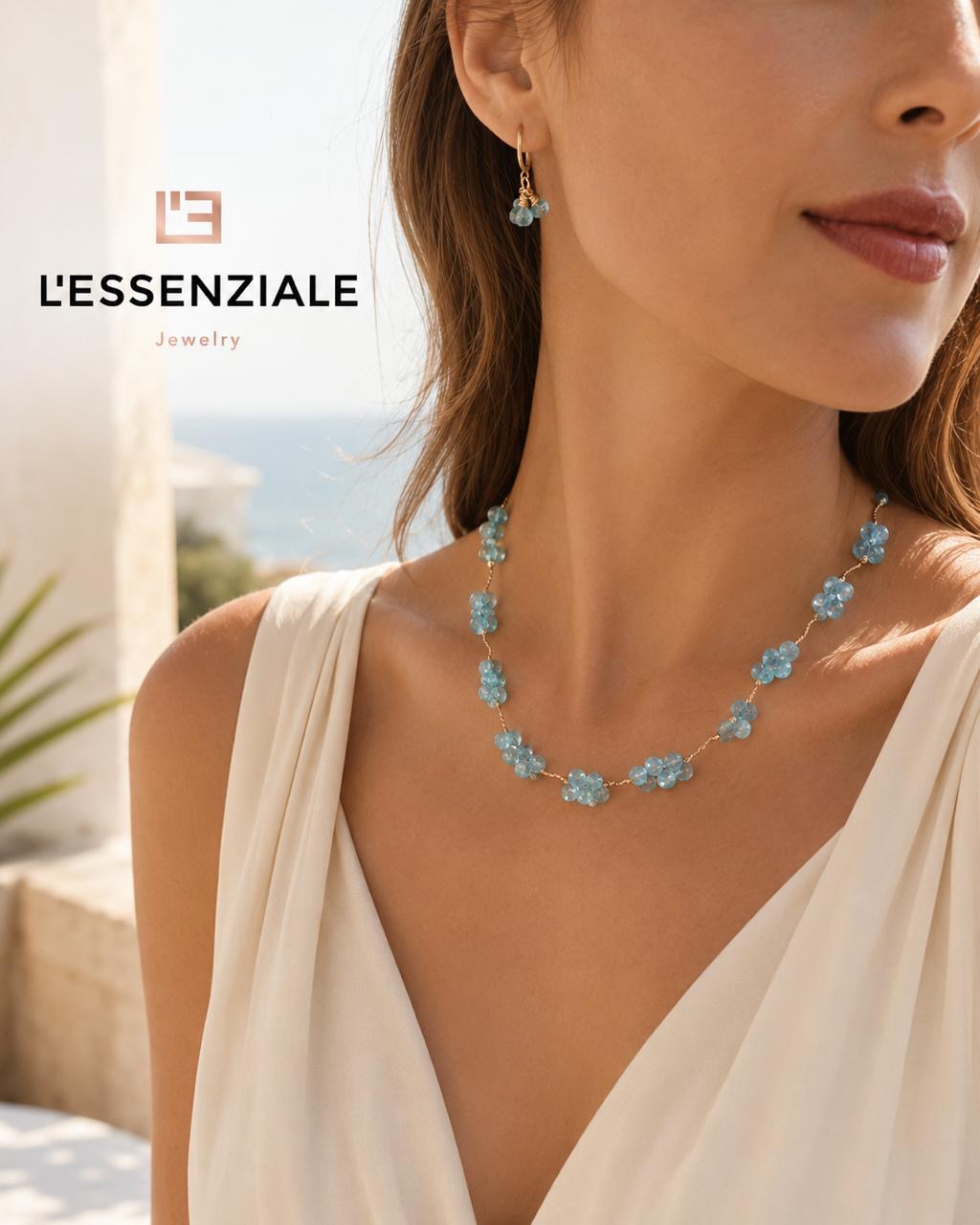 Blue Topaz Necklace & Earrings Set — 14k Gold-Filled & Vermeil