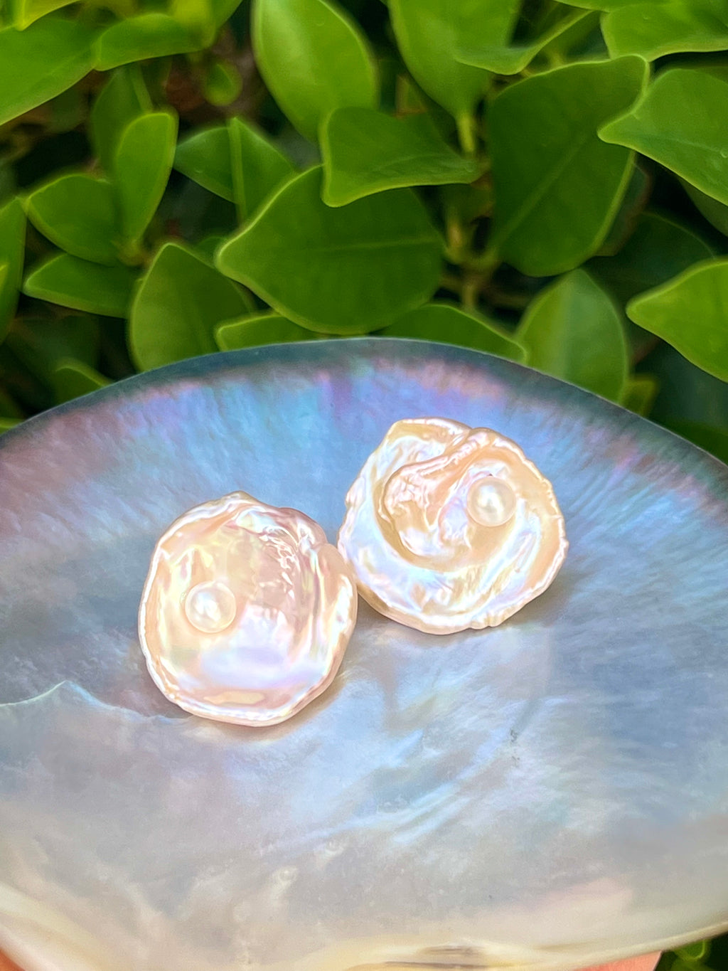 Pink Keshi Pearl Stud Earrings “Peoni”