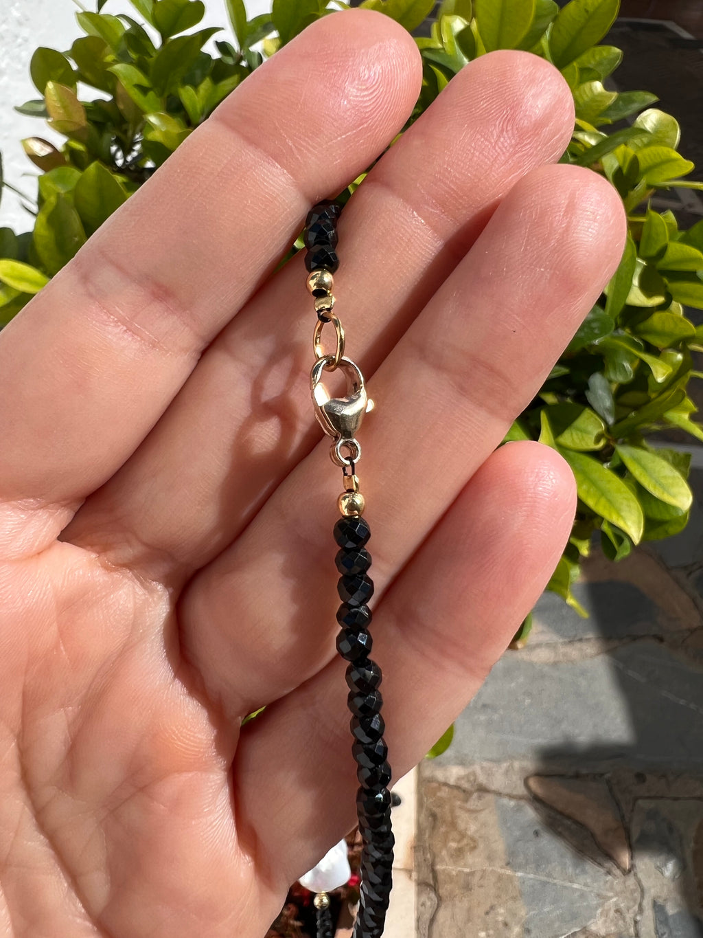 Black Spinel and Baroque Pearl Necklace