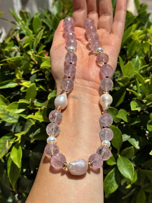 Chunky Amethyst And Pearl Necklace