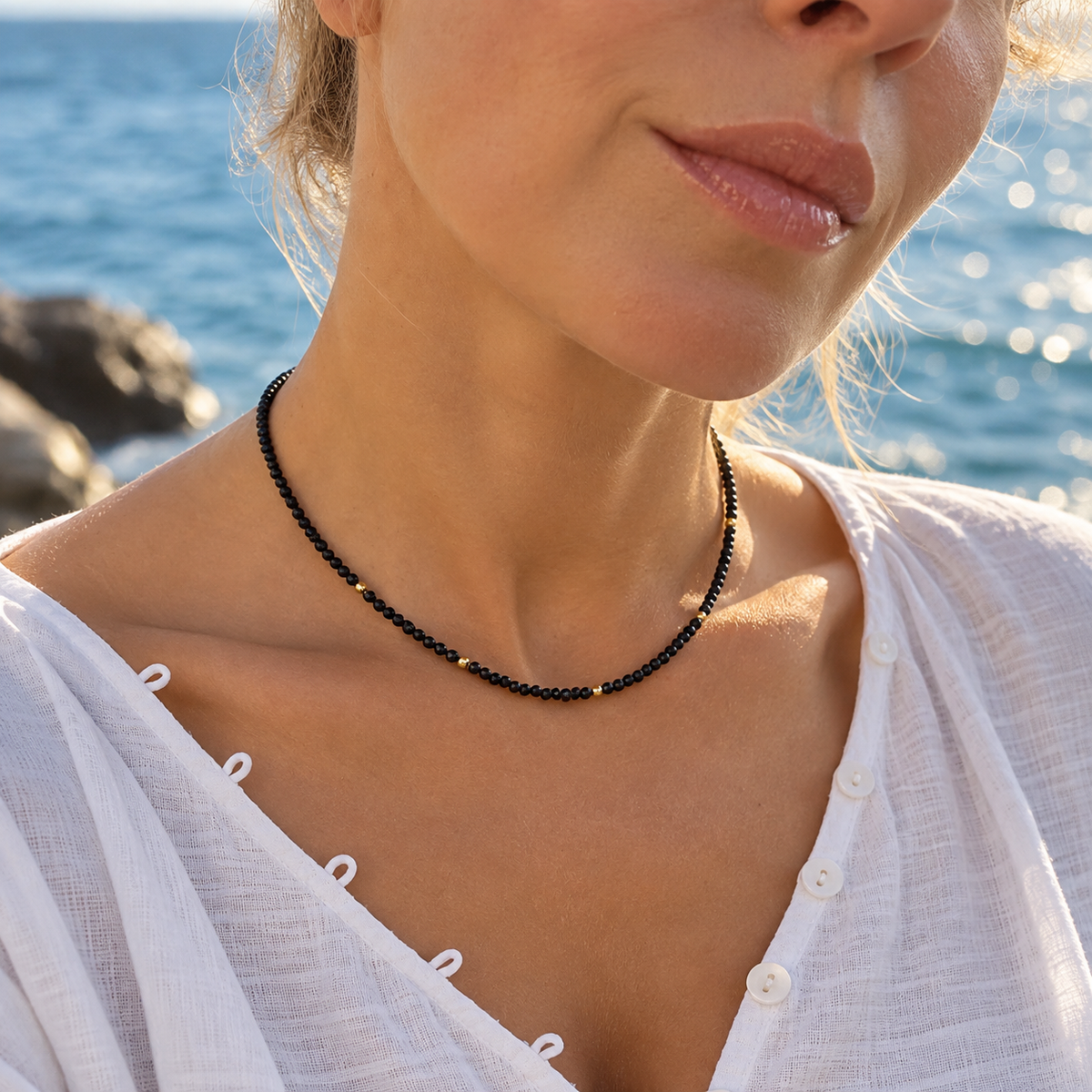 Black Spinel Necklace “Notte”