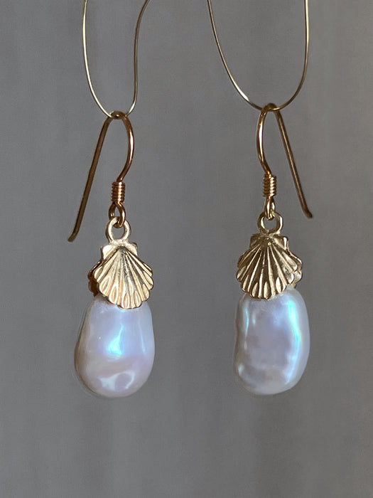 Shell Earrings With Keshi Pearls